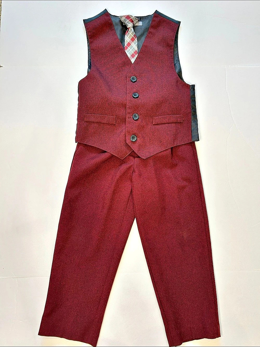 Van Heusen | Boys Burgundy Plaid Formal Set | 4T